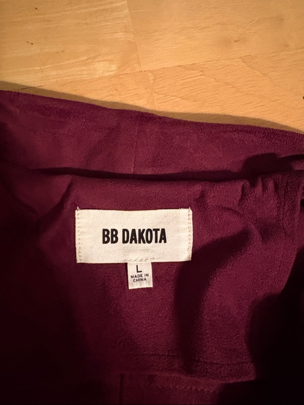 BB Dakota Suede-Look Draped Open Front Jacket - Burgundy - Picture 4 of 4